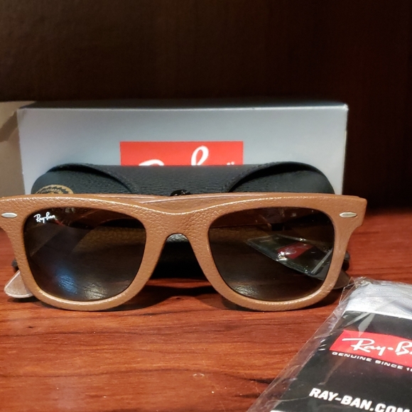 Ray Ban wayfarer leather look sunglasses